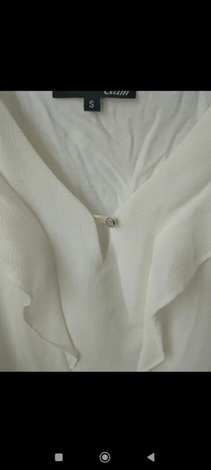 Blouse blanche à volant Etam S - photo numéro 4