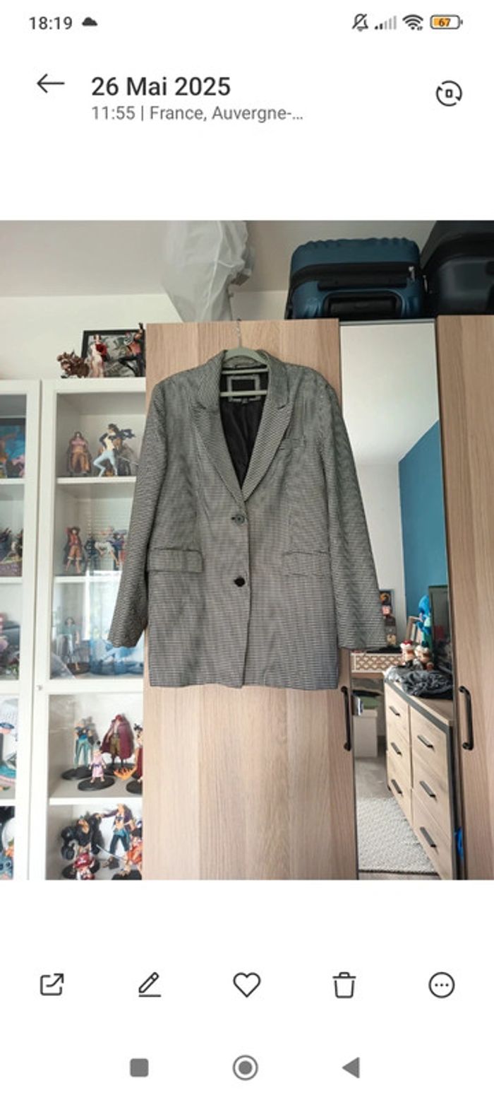 Veste blazer pied de poule noir gris et blanc New yorker / Amisu - Taille XL 42