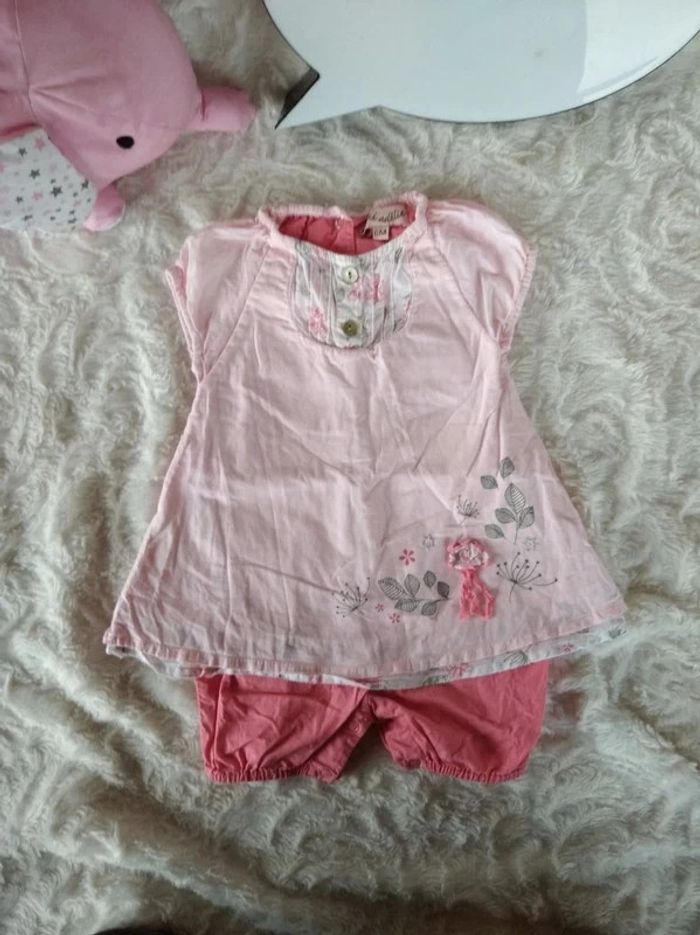 Combinaison ensemble barboteuse été Fille 6 mois Mini Adélie - photo numéro 2