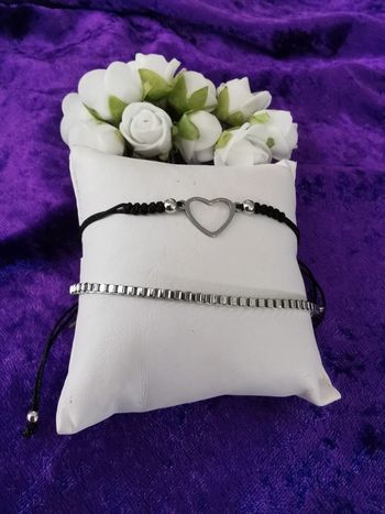 Bracelets.Boho chic. Noir. Argenté