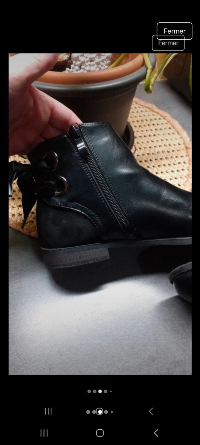 Très jolie bottines noir à nœud velours au talon - photo numéro 2