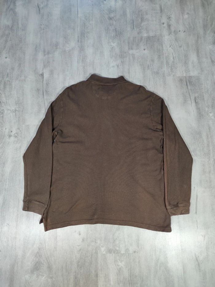 Polo Manches Longues Chaps Marron Logo Brodé Taille L Homme - photo numéro 5
