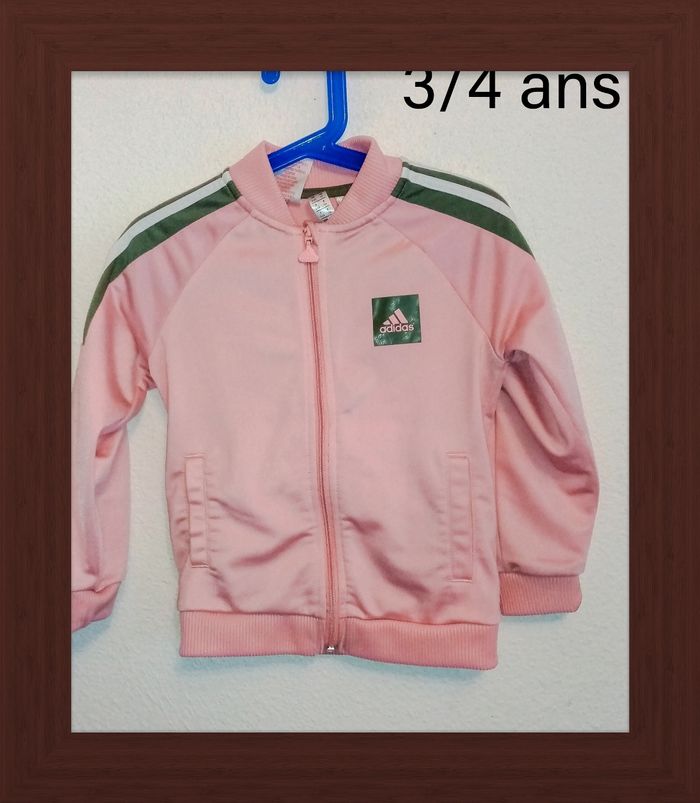 3/4 ans Adidas veste zippé rose et gris toutes saisons /Excellent état - photo numéro 16