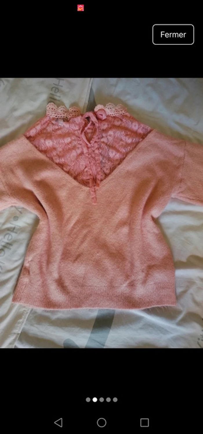 Pull rose Colynn vintage à dentelle - photo numéro 2