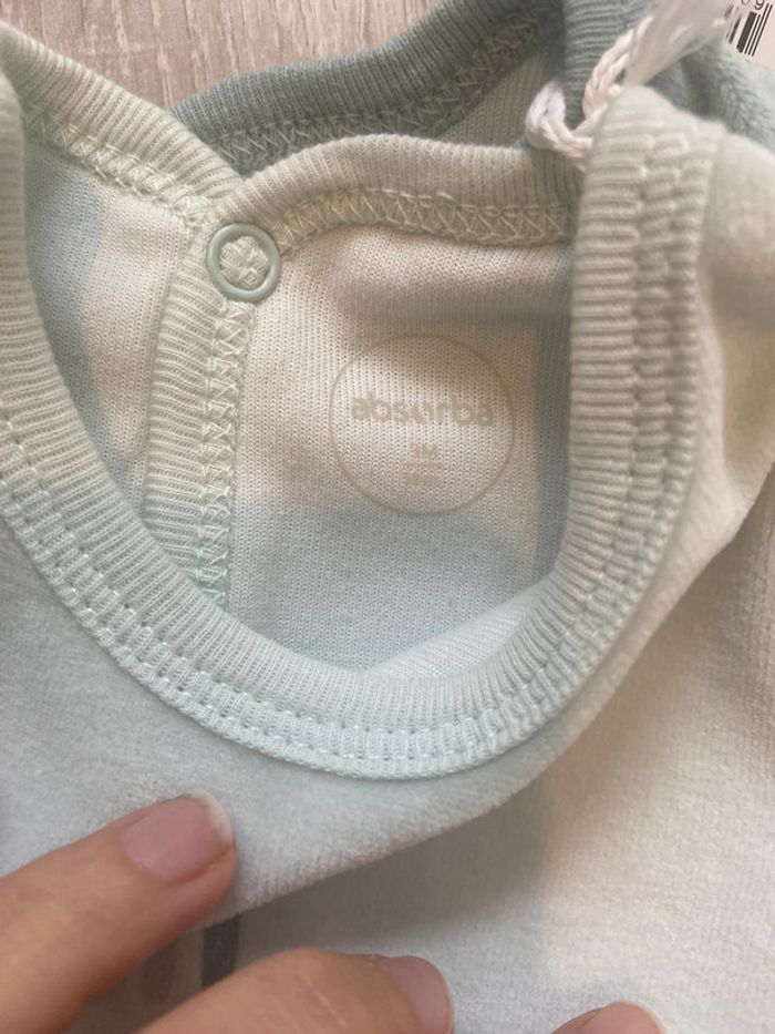 Lot 2 pyjama grenouillere absorba 3 mois mixte vert bleu clair  neuf - photo numéro 3