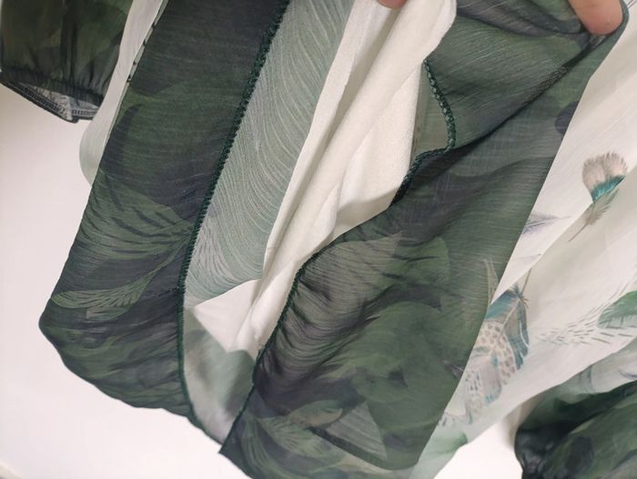 Blouse fluide à plumes dégradée vert foncé vintage - photo numéro 4