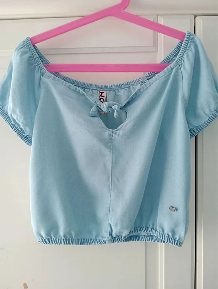 Top corto azul denim Losan