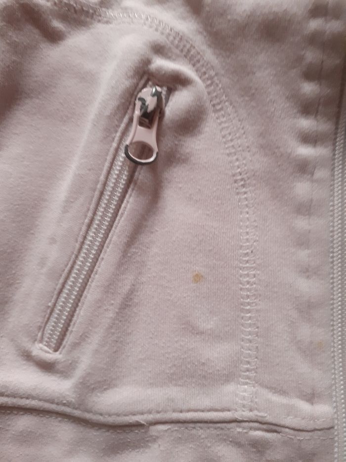 Veste jogging rose clair légère motif ourson gris devant et dos - photo numéro 2