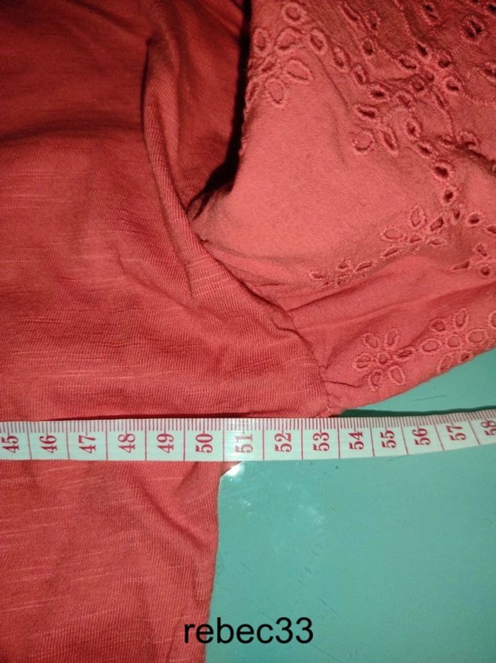 Haut orange manches courtes orange broderies anglaises kiabi - photo numéro 3