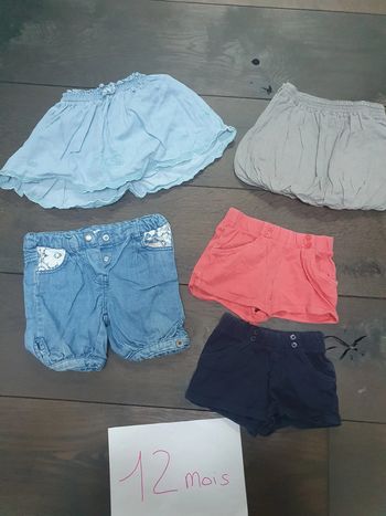 Lot de short et jupe fille 12 mois