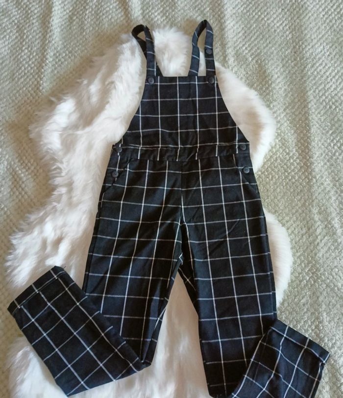 Salopette noir carreaux chic 10 ans