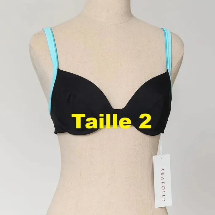 Maillot de bain haut uniquement bleu clair noir turquoise Roxy Taille 2