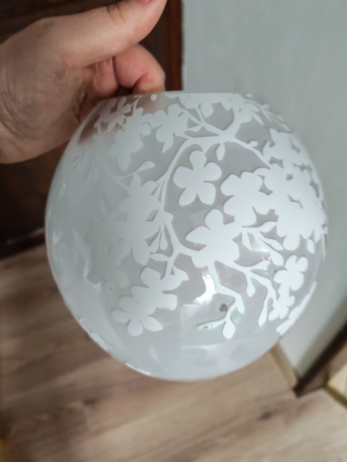Lampe abat-jour à poser en verre transparent motifs floraux Ikea - photo numéro 10