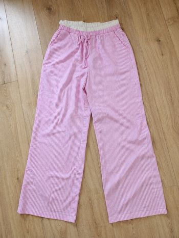 Pantalon fluide rose rayé taille élastique 🌸