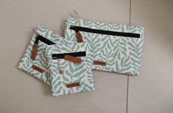 Lot de 3 pochettes cabaïa beige vertes