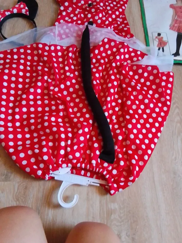Déguisement fille 7 9 ans souris minnie année folle pois rouge blanc - photo numéro 7