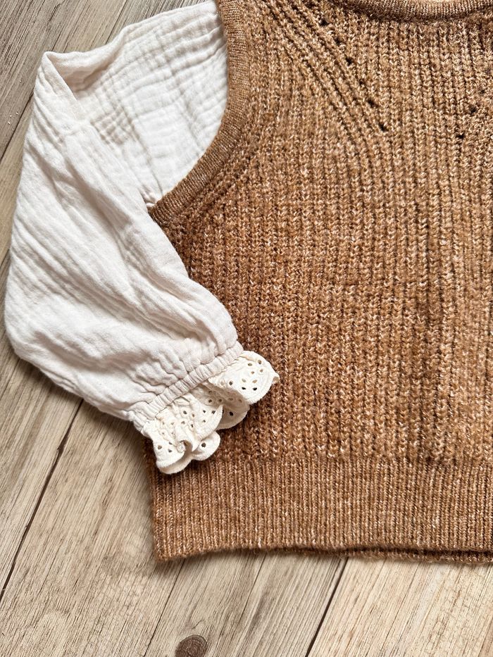 Pull col broderie anglaise Zara 2/3 ans - photo numéro 2
