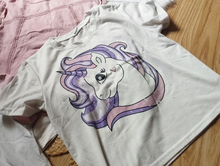 Lot t-shirts blancs roses TU shein 10ans - photo numéro 2