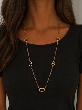 Collier sautoir doré maille marine acier inoxydable 