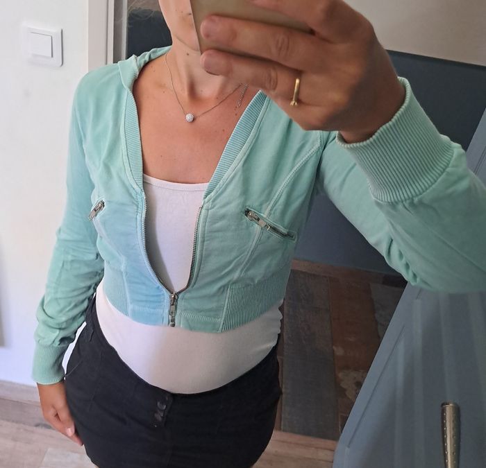 Veste courte femmes colorie menthe H&M taille 38 - photo numéro 2