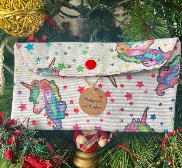 Bel étui à lunette solide ou pochette pour petits articles tissu licorne neuve - photo numéro 5