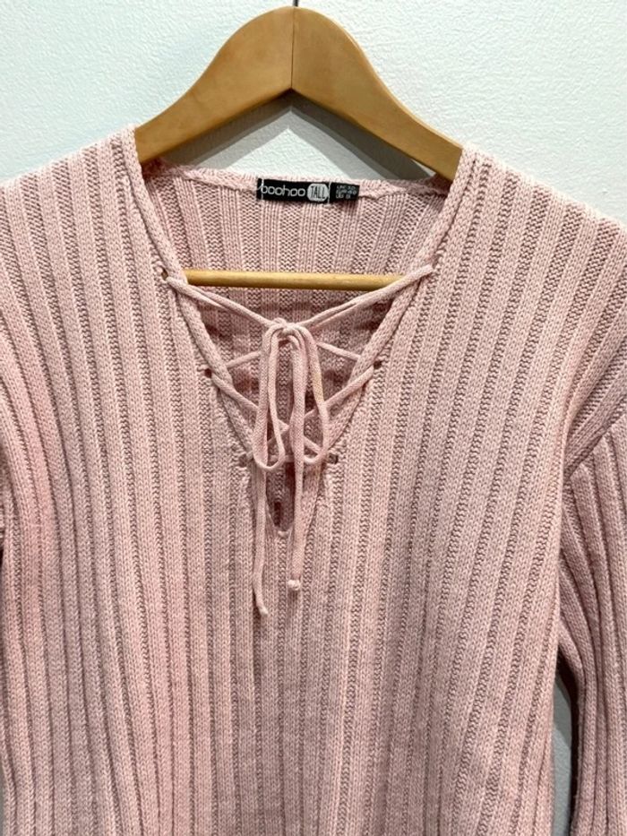 Jerséis Rosa lace Up escote /Pulls roses à lacets et décolleté plongeant - photo numéro 2