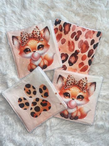 4 lingettes lavables renard