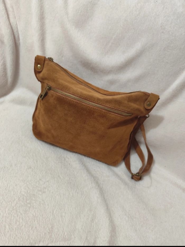 Sac à main bandoulière en croûte de cuir véritable