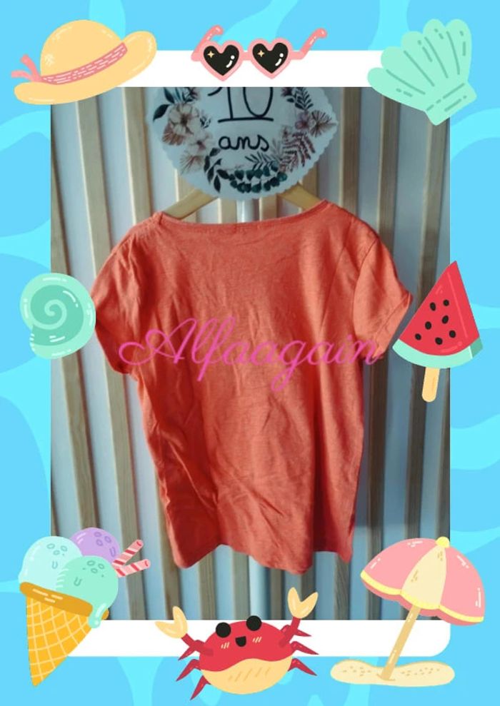 T-shirt Orange fluo Kiabi 10ans - photo numéro 5