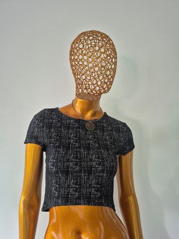 Top Court Manches Courtes Femme Noir et Gris