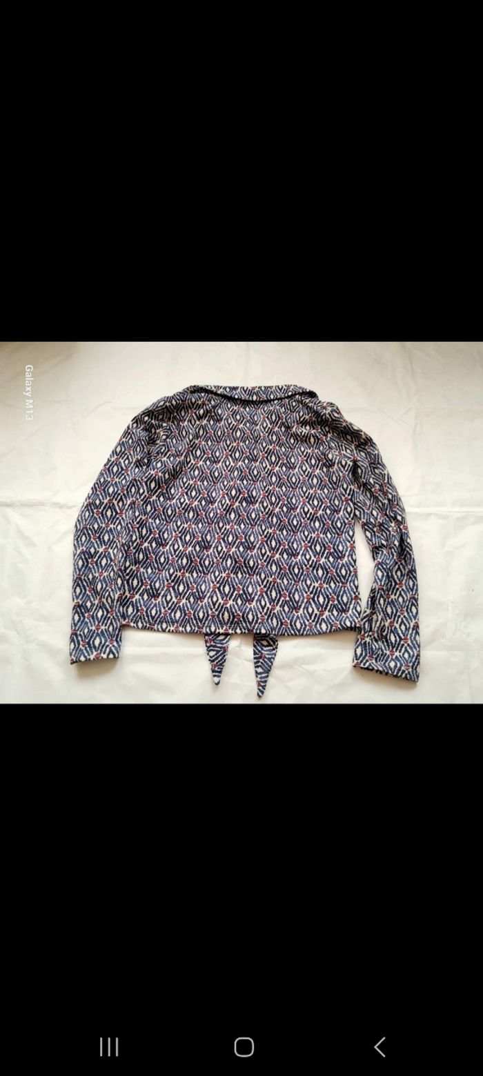 Chemisier femme à motifs bleu, rouge et écru taille 40 - photo numéro 2