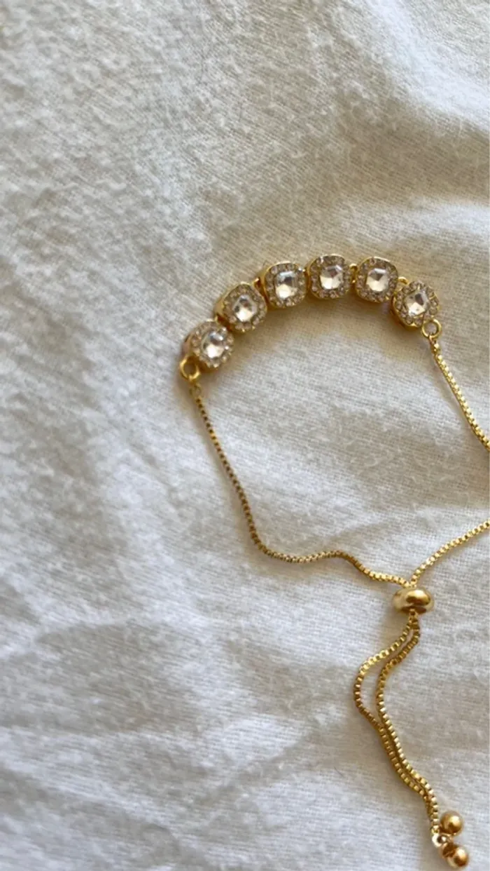 Bracelet plaqué or avec strass - photo numéro 5