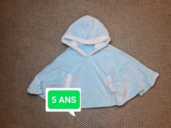 Poncho robe de chambre turquoise fille - 5 ans