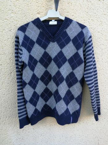 Pull bleu marine et gris à losanges Creeks 14 ans