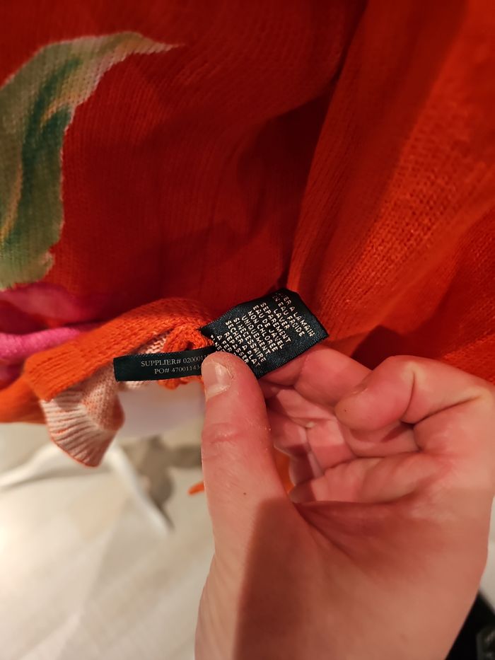 pull orange fleuri Lauren Ralph Lauren lin coton XL - photo numéro 4