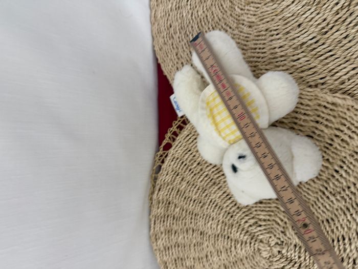 DOUDOU PELUCHE CEDEJI OURS BLANC BAVOIR RAYE - photo numéro 2