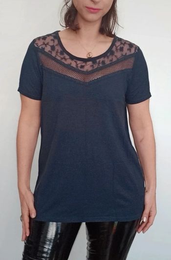 T-shirt marine décolleté féminin taille 40/42