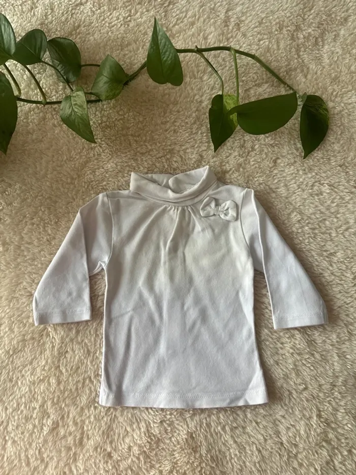 Sous pull col roulé blanc avec noeud