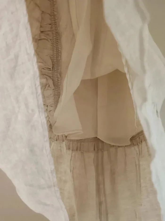 Jupe mi-longue beige lin bohème - photo numéro 8