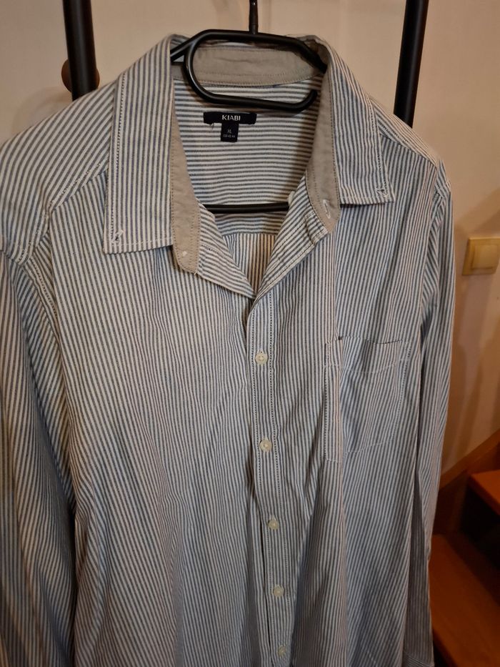 Chemise homme bleue rayée,  en bon état, - photo numéro 2