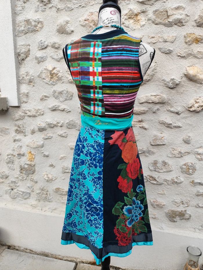 Robe Desigual taille S bleue verte rouge - photo numéro 4