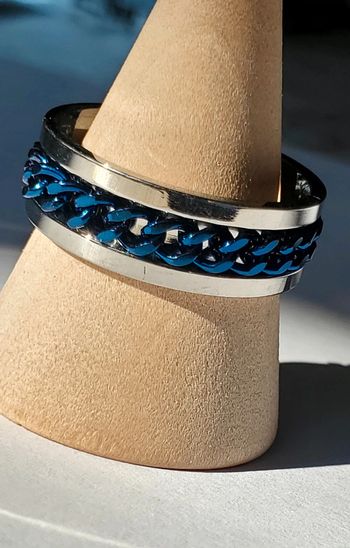 Bague alliance chaîne bleues