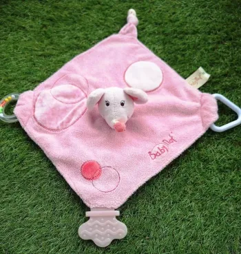 Doudou carré plat rose Souris / activités - Baby Nat