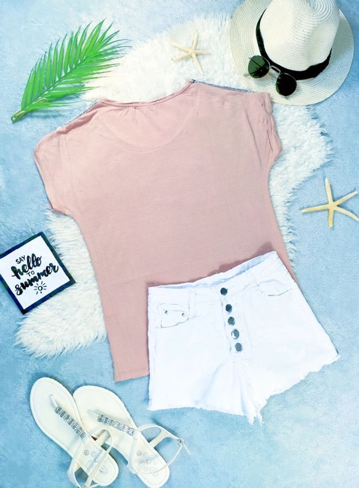 Tee shirt pailleté rose et argenté- T.S ou T.36 🖤 - photo numéro 2