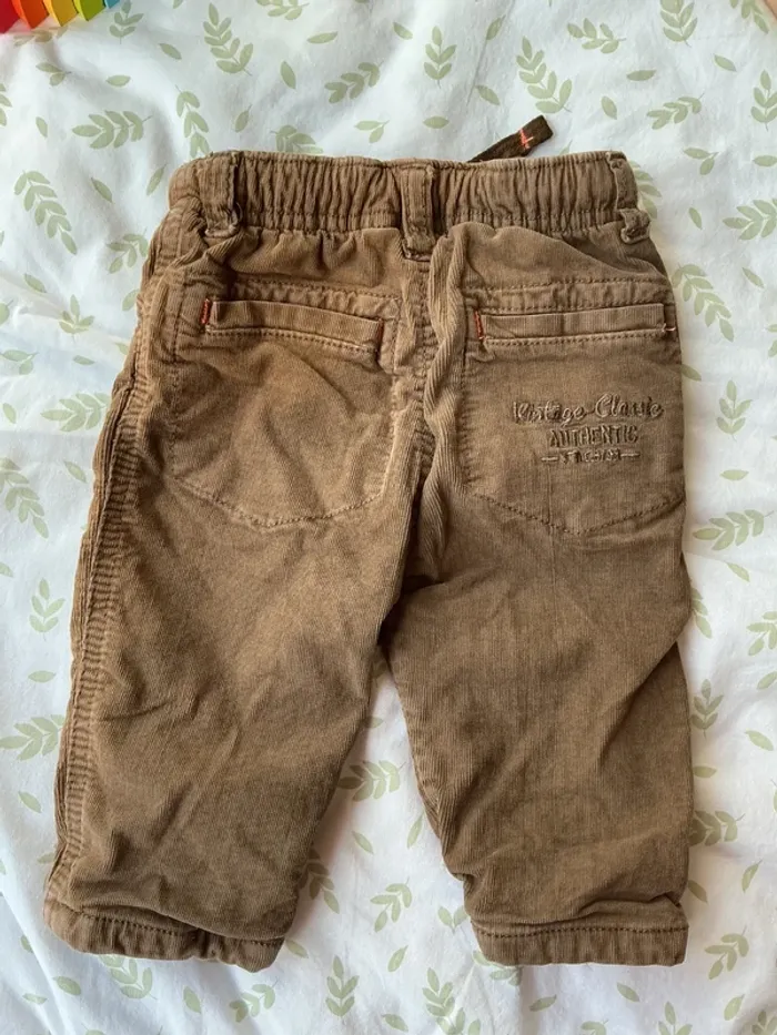 pantalon en velours doublé marron clair 12 mois lien de serrage pommette - photo numéro 6