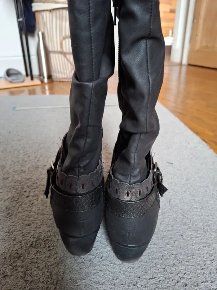 Bottes noires petits talons Chaussea - photo numéro 3