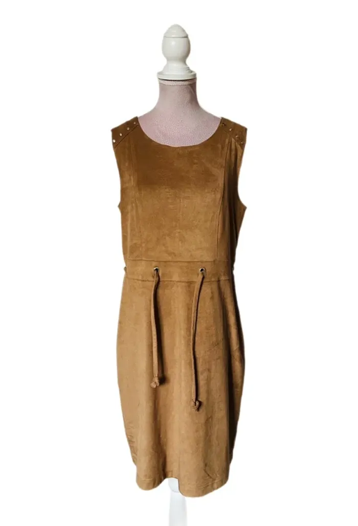 💐🍁Robe bohème chic automnale camel imitation daim 38/40 autumnal natural suede dress🍁💐 - photo numéro 11