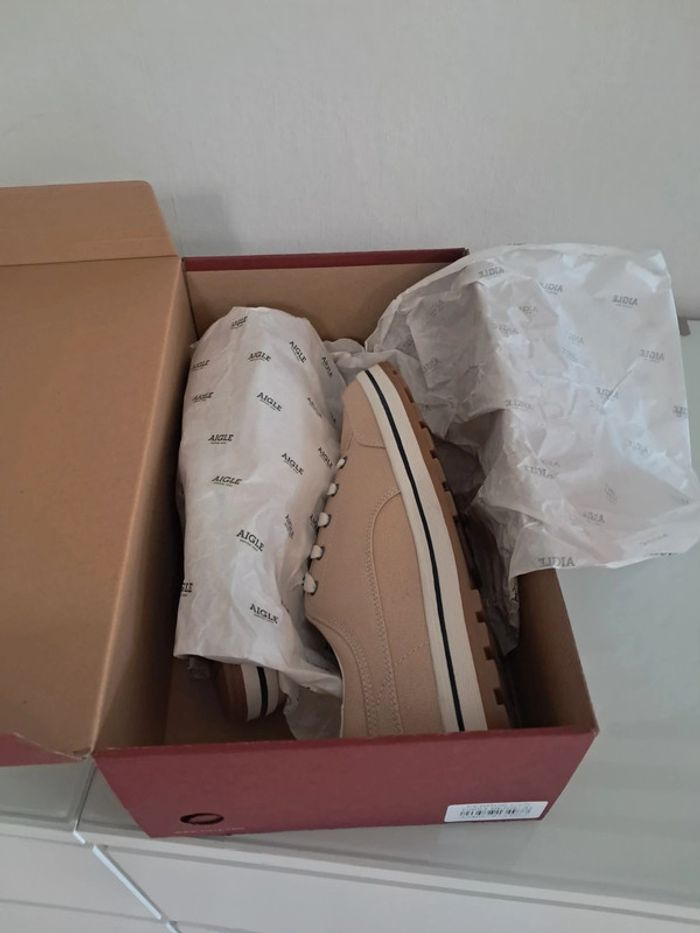 Aigle baskets été en toile beige P.41 neuves - photo numéro 10