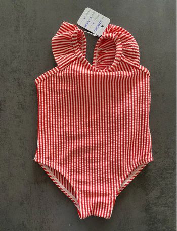 Maillot de bain blanc et rouge Primark 0-3 mois [72B070]