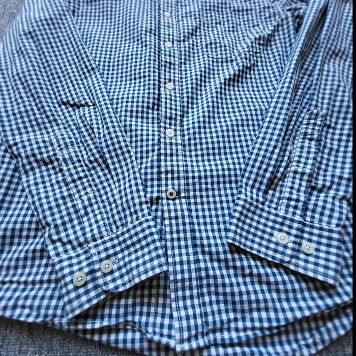 Chemise à carreaux LxM bleue et blanche manches longues col boutonné coupe ajustée taille M Coton - photo numéro 7
